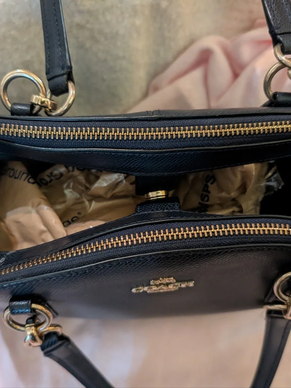 Vintage Coach Black Pebbled Leather Shoulder Bag with Gold Hardware